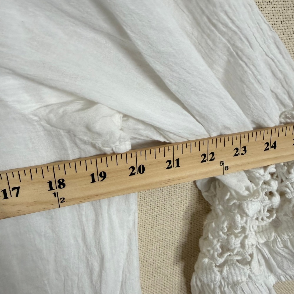 Cute Options White Cotton Crochet Lace Peasant Blouse XL Ruffle Boho Top - Picture 4 of 6